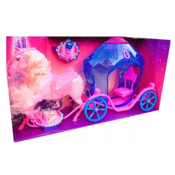 Kareta z brokatowym koniem dla lalek Barbie