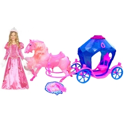 Duża kareta z koniem dla lalek Barbie