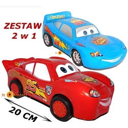 ZESTAW AUT CARS ZYGZAK MCQUEEN RED i  BLUE 20 CM Z NAPĘDEM