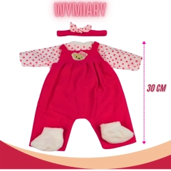UBRANKO DLA LALKI 40 CM RÓŻÓWE OGRODNICZKI KOSZULKA W GROCHY STRÓJ DLA LALKI