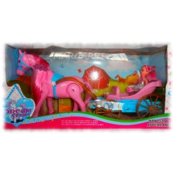 DUŻA BRYCZKA DLA DZIECI Z CHODZĄCYM KONIEM W RYTM MELODII ZABAWKA