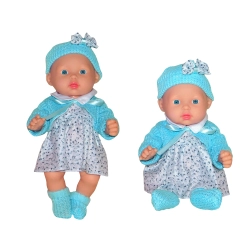 LALKA BOBAS INTERAKTYWNA DOROTKA 26 CM SUKIENKA W KWIATKI NIEBIESKIE BOLERKO