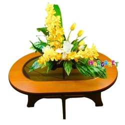 KOMPOZYCJA WIOSENNA NA CMENTARZ WIELKANOCNA ŻOŁTE FREZJE GUMOWANE TULIPANY IRYSY