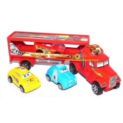 DUŻY TIR MANIEK KONTENER Z BAJKI 55 CM MINI LAWETKA Z AUTKAMI CARS DLA DZIECI