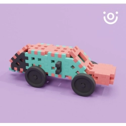 Zbudowane auto z klocków elastycznych marioinex dla dzieci