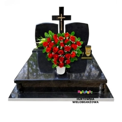 KOMPOZYCJA NAGROBNA DUŻE SERCE STOJĄCE IKEABANA Z CZERWONYCH RÓŻ 60 CM