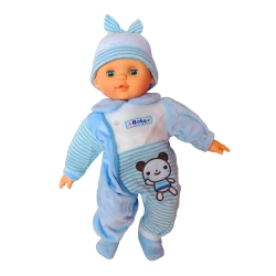 UBRANIE CIUSZKI DLA LALKI BOBASA  NIEBIESKI PAJACYK 35 CM