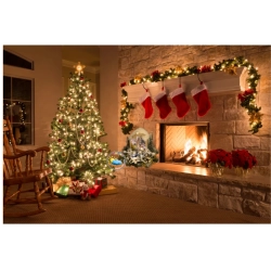 DUŻA DREWNIANA SZOPKA BOŻONARODZENIOWA PODŚWIETLANA - OŚNIEŻONA SCENERIA ŚWIATECZNA ZE ŚWIĘTĄ RODZINĄ