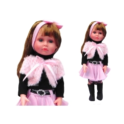 LALKA FUNKCYJNA 45 CM AMERICAN DOLL MÓWI SPÓDNICZKA RÓŻ CZARNE BOLERKO