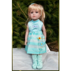 LALKA FUNKCYJNA 45 CM AMERICANN DOLL MÓWI ŚPIEWA SUKIENKA BŁĘKITNA