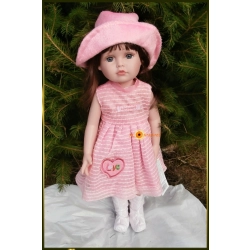 LALKA FUNKCYJNA 45 CM AMERICAN DOLL MÓWI ŚPIEWA SUKIENKA JASNY RÓŻ