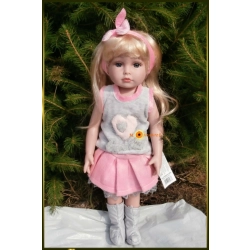 LALKA FUNKCYJNA 45 CM AMERICAN DOLL MÓWI ŚPIEWA SPÓDNICZKA RÓŻOWA
