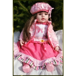 Lalka funkcyjna 60 cm w różowej sukience