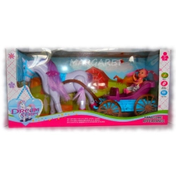 DUŻA BRYCZKA DLA DZIECI Z CHODZĄCYM KONIEM W RYTM MELODII ZABAWKA