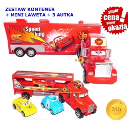 DUŻY TIR MANIEK KONTENER Z BAJKI 55 CM MINI LAWETKA Z AUTKAMI CARS DLA DZIECI