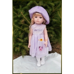 LALKA FUNKCYJNA 45CM AMERICAN DOLL MÓWI ŚPIEWA SUKIENKA FIOLETOWA
