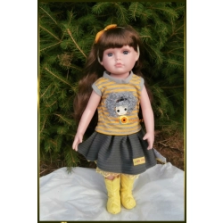 LALKA FUNKCYJNA 45 CM AMERICAN DOLL MÓWI ŚPIEWA SPÓDNICZKA SIWA