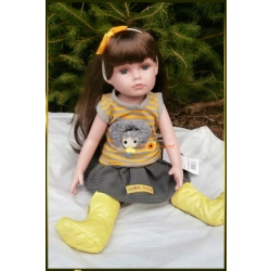 LALKA FUNKCYJNA 45 CM AMERICAN DOLL MÓWI ŚPIEWA SPÓDNICZKA SIWA