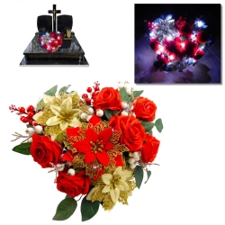 STROIK BOŻONARODZENIOWY NA CMENTARZ STOJĄCE SERCE LED GWIAZDA BETLEJEMSKA