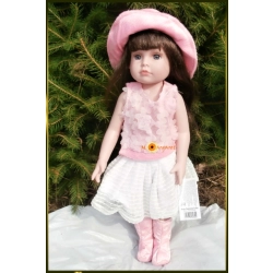 LALKA FUNKCYJNA 45 CM AMERICAN DOLL MÓWI ŚPIEWA BLUZKA RÓŻOWA Z OZDOBAMI