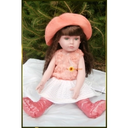 LALKA FUNKCYJNA 45 CM AMERICAN DOLL MÓWI ŚPIEWA BLUZKA MORELOWA