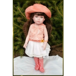 LALKA FUNKCYJNA 45 CM AMERICAN DOLL MÓWI ŚPIEWA BLUZKA MORELOWA