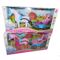 DUŻA BRYCZKA DLA DZIECI Z CHODZĄCYM KONIEM W RYTM MELODII ZABAWKA