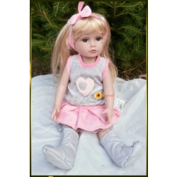 LALKA FUNKCYJNA 45 CM AMERICAN DOLL MÓWI ŚPIEWA SPÓDNICZKA RÓŻOWA