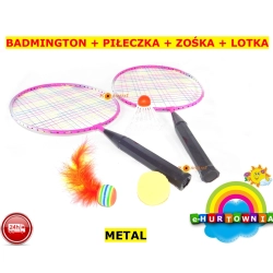 ZESTAW SPORTOWY RAKIETKI D BADMINTONA PIŁECZKA LOTKA LOTKA Z PIÓRKIEM