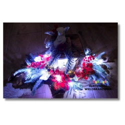 STROIK BOŻONARODZENIOWY NA CMENTARZ LAMPION LED GWIAZDA BETLEJEMSKA ZŁOTE BOMBKI