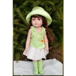 LALKA FUNKCYJNA 45 CM AMERICAN DOLL MÓWI ŚPIEWA BLUZKA ZIELONA