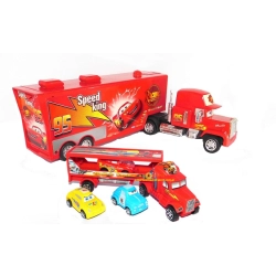 DUŻY TIR MANIEK KONTENER Z BAJKI 55 CM MINI LAWETKA Z AUTKAMI CARS DLA DZIECI