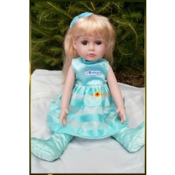 LALKA FUNKCYJNA 45 CM AMERICANN DOLL MÓWI ŚPIEWA SUKIENKA BŁĘKITNA