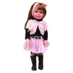 LALKA FUNKCYJNA 45 CM AMERICAN DOLL MÓWI SPÓDNICZKA RÓŻ CZARNE BOLERKO
