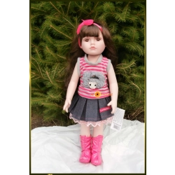 LALKA FUNKCYJNA 45 CM AMERICAN DOLL MÓWI ŚPIEWA SPÓDNICZKA JEANSOWA
