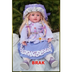 Lalka 60 cm we fioletowej sukience z kapeluszem
