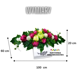 KOMPOZYCJA NAGROBNA BIAŁA KSIĄŻKA Z RÓŻOWYMI CHRYZANTEMAMI I LOTOSEM 100CM