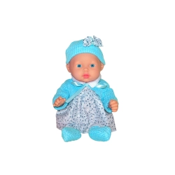 LALKA BOBAS INTERAKTYWNA DOROTKA 26 CM SUKIENKA W KWIATKI NIEBIESKIE BOLERKO