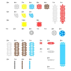 Elementy zestawu z klockami Marioinex Mini Wafle Konstruktor dla chłopców