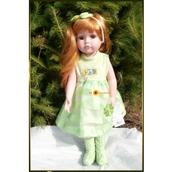 LALKA FUNKCYJNA 45 CM AMERICAN DOLL MÓWI ŚPIEWA RUDA SUKIENKA LIMONKA
